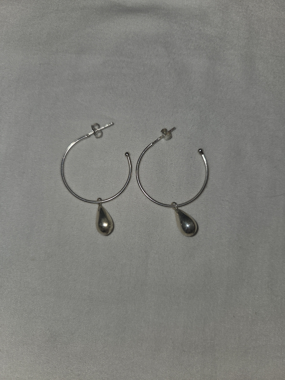Silver Teardrop Hoop Earrings - Minimalist Women Jewelry